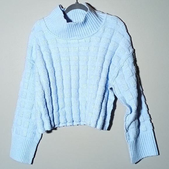 We The Free Soul Surfer Sky Blue Textured Mock Neck Women's Sweater S - Picture 2 of 10